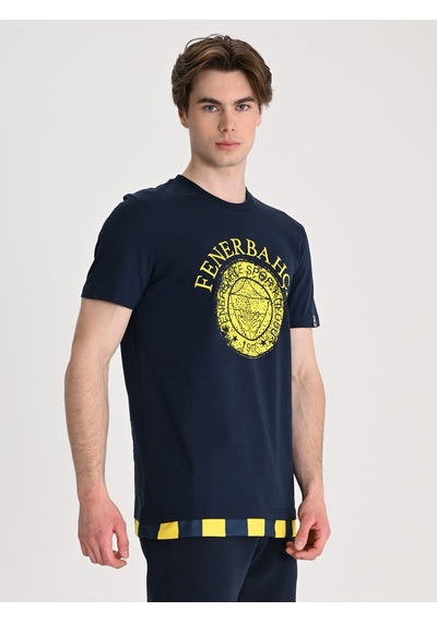Fenerbahçe Lacivert Tribün Tek Renk Logolu Erkek Tshirt Fb Laci Yeni