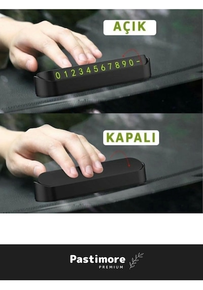 Araç İçi Park Telefon Numarası Araba Oto Cam Kartı Torpido Üstü Fosforlu Neon Aç-kapa Numaratör Siyah