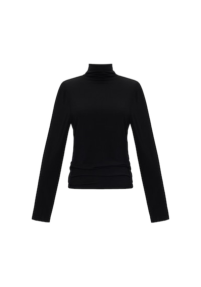 Yargıcı Regular Balıkçı Yaka Uzun Kol T-shirt 26kkts9036x 001 Siyah