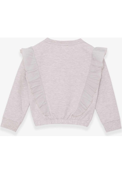 Breeze Kız Çocuk Sweatshirt Beli Lastikli 4-8 Yaş, Bej Melanj-bej Melanj Bej Melanj