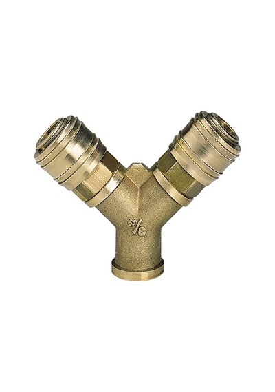 Çift Girişli Basınçlı Hava Çıkış Borusu C. R3/8" Kompresör Aksesuarı, 2&apos Li Hava Dağıtıcı, 2x Hızlı Bağlantı, Pirinçten - 4139680