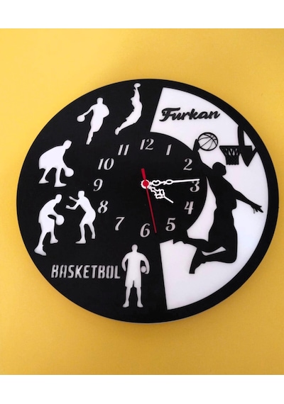 Basketbol Severler İçin Modern Duvar Saati Şık Ve Kalite Bir Arada No:1078 Beyaz
