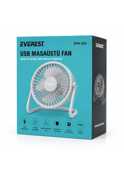 Go İthalat Usb Şarjlı - Pvc Gövde 14.5x14.1cm Masa Üstü Fan - Vantilatör Efn-505