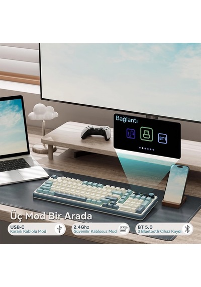Royal Kludge Rk S98 Tri-mode Ekranlı Mekanik Oyuncu Klavyesi