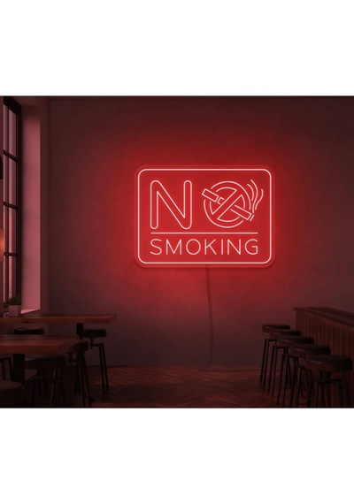 No Smokıng Yazılı Ve Şekilli Neon Tabela Kırmızı