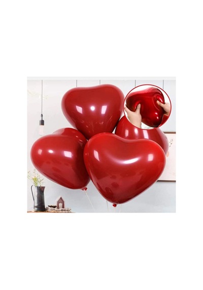 Kırmızı Kalpli Balon Sevgililer Günü Romantik Kutlama 12 İnç Kırmızı Kalp Balon 100 Adet Kırmızı Kırmızı