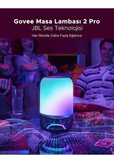 Govee Masa Lambası 2 Pro X Jbl Hoparlörlü, Type-c Şarjı, 45' Şarj Adaptörü Dahildir H60200f1 Şeffaf