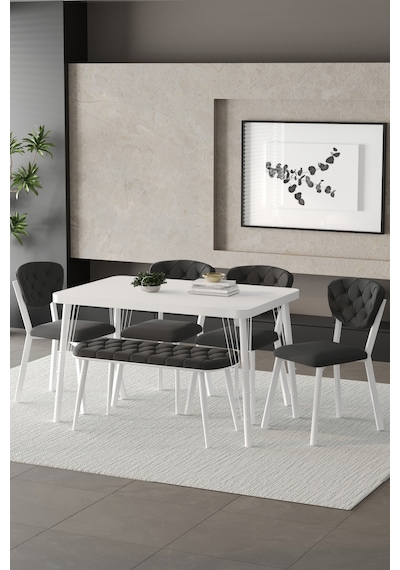Akuamarin Mutfak Yemek Masası Takımı- 6 Kişilik Mutfak Masa Sandalye Takımı- Mutfak Masası Takımı Beyaz Akuamarin Mutfak Yemek Masası Takımı- 6 Kişilik Mutfak Masa Sandalye Takımı- Mutfak Masası Takımı Beyaz