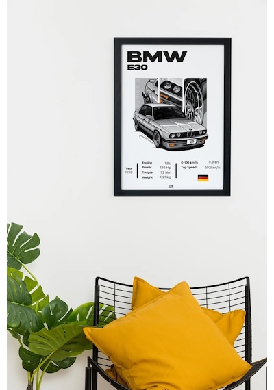 Bmw 3 Series E30 Tasarım Çerçeveli Poster Tablo