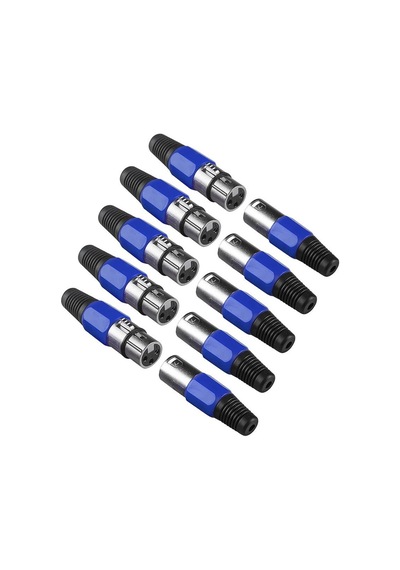 10 Adet - 3 Pin Xlr Konektörü 5 Adet Dişi + 5 Adet Erkek Mikrofon Jackı - Mikrofon Ses Jakı