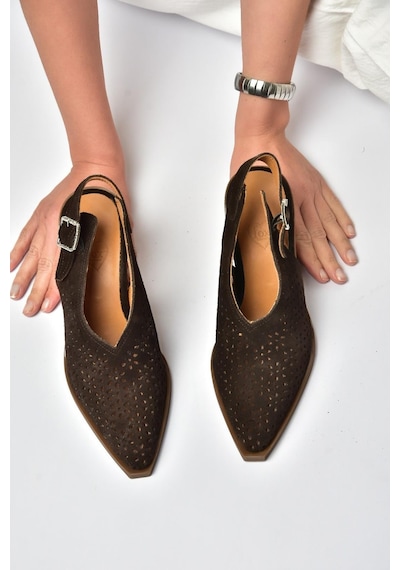 Fox Shoes Y654154702 Kahverengi Hakiki Deri Süet Western Topuklu Ayakkabı
