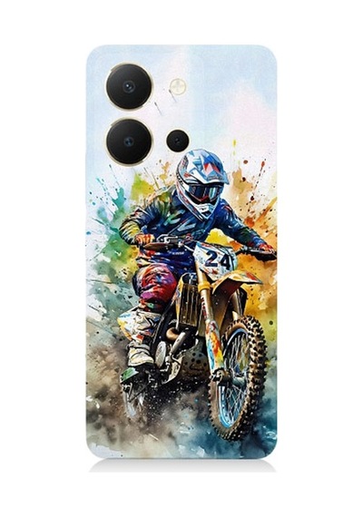 Vivo Y36 Uyumlu Motorsikletçi Desenli Silikon Kılıf