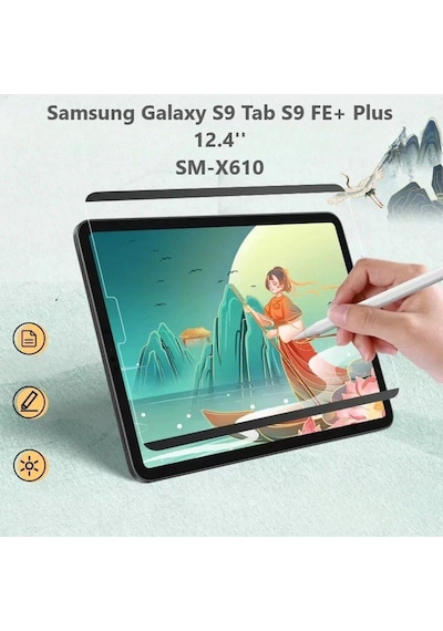 Samsung Galaxy Tab S9 Fe Plus 12.4 Inç Uyumlu Ekran Koruyucu Magnetic Mıknatıslı Kağıt Hissiyatlı