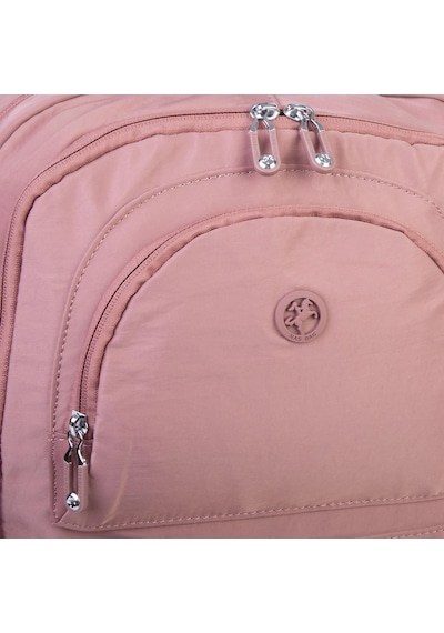 Nas Bag Unisex Büyük Boy Hafif Çok Gözlü Sırt Çantası Gül Kurusu Gül Kurusu