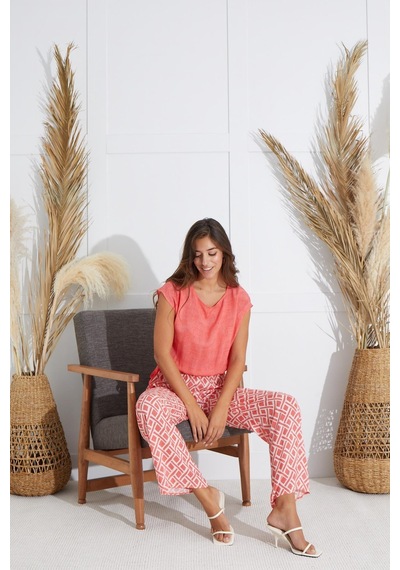 Sevim Kadın Kısa Kol Nar Çiçeği Pijama Takım C9t1n5o51 001