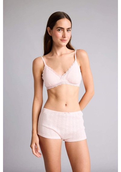 Defacto Dantel Detaylı Çıkarılabilir Kap Çıkarılabilir Pedli Balensiz Açık Pembe Bralet G7762ax26sppn648 Pembe-pn648