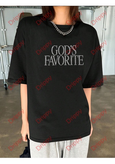 Flood Of Style Unisex God's Favorite Baskılı Tshirt Siyah Siyah