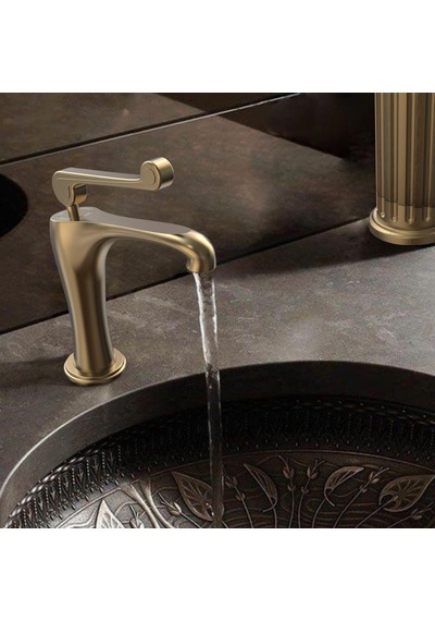 Fa-6012 Fırçalanmış Altın Lavabo Bataryası Altın