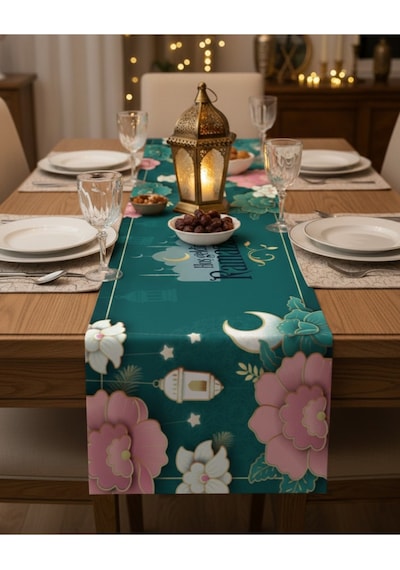 Ramazan Ayına Özel 4 Lü Dijital Baskı Runner Masa Örtüsü Seti 40x140 Cm Çok Renkli