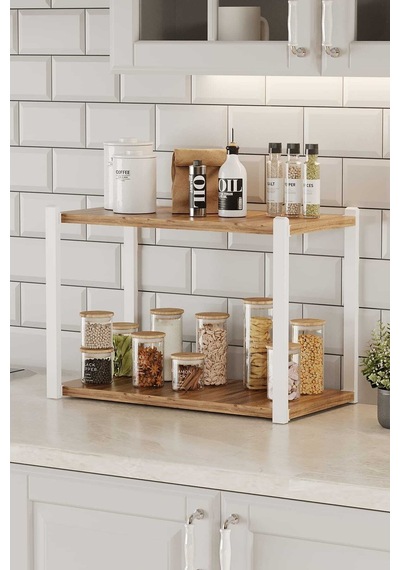 Çok Amaçli Banko Rafi Beyaz Profil Çam Sunta 45x18x34 Cm Mtl046 Beyaz-çam