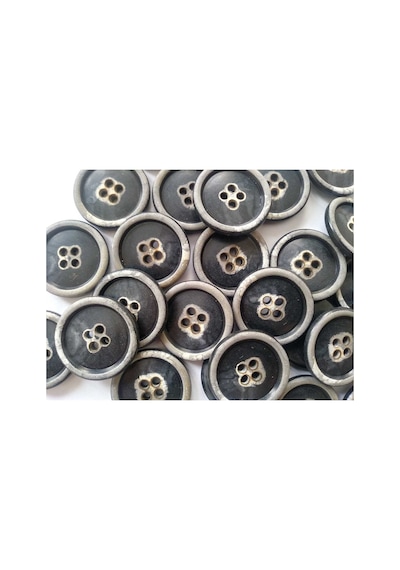 Düğme 10 Adet Siyah Gri Eskitme 23 Mm.