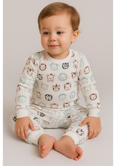 Aden Kids Pamuk Çocuk Alt Üst Pijama Takımı - Soluk Sarı