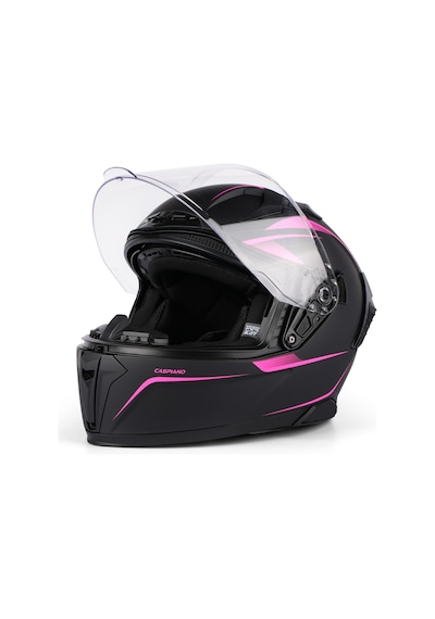 Caspiano Homer Full-face Led Işıklı Matt Black / Pink Motosiklet Kaskı Ece-r 22.06 Sertifikalı Pembe
