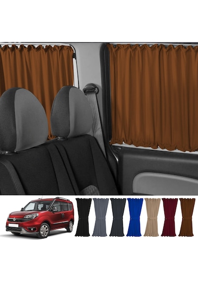 Pandami Fiat Doblo Iı Kısa Şase 2010-2023 Uyumlu Taba Raylı Oto Perde Takımı