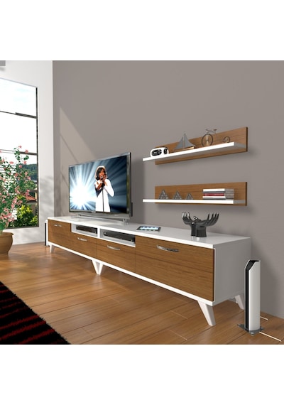 Decoraktiv Eko 220r Mdf Retro Tv Ünitesi Tv Sehpası Beyaz - Ceviz