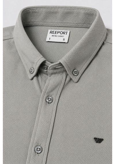Classics Men Reeport Likralı Kısa Kol Slim Fit Erkek Gömlek - 7741 Gri