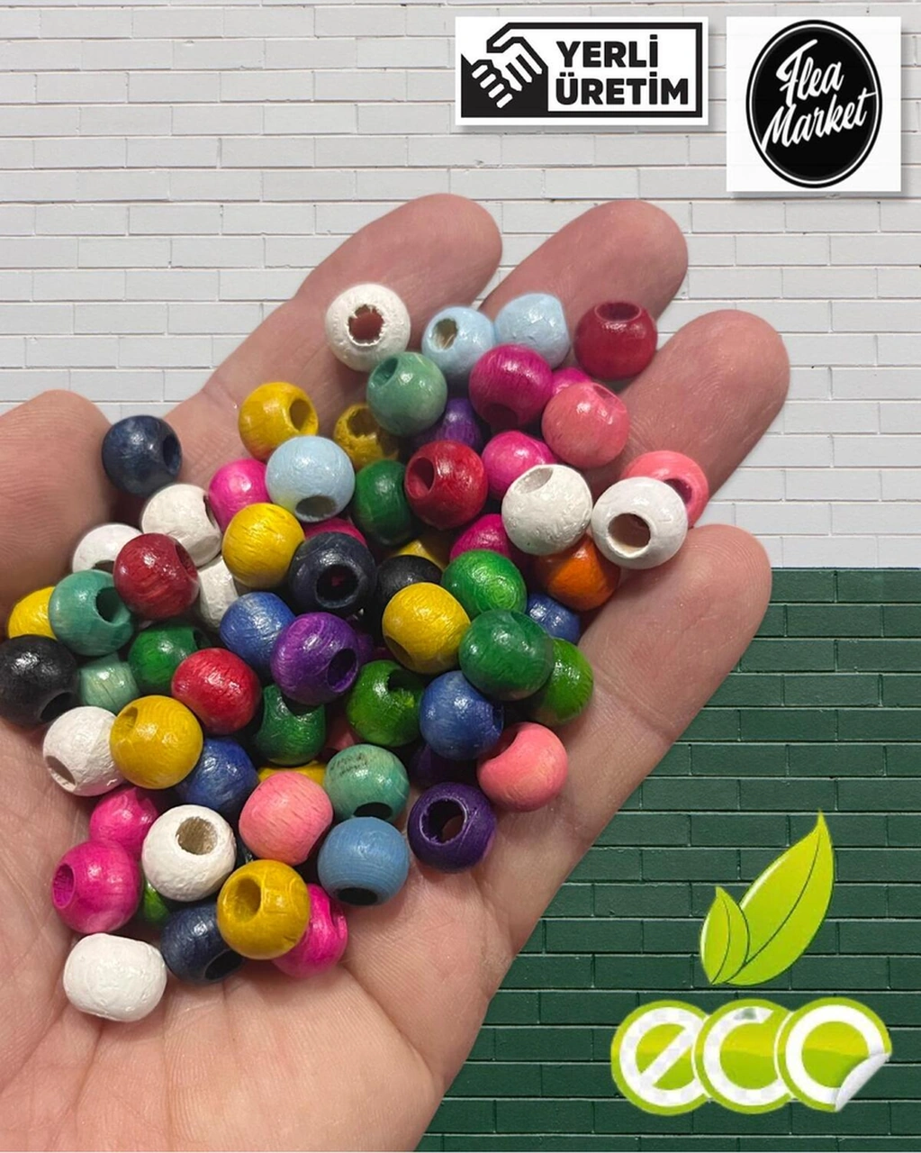 10 Mm Karışık Renkli Ahşap Boncuk - 100 Gram Ort 250 - 300 Adet