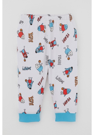 Breeze Erkek Bebek Pijama Takımı Omuzdan Patlı Mini Basket Yıldızı 4 Ay-1 Yaş, Beyaz