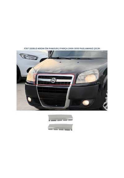 Ebal Otomotiv Fiat Doblo Krom Ön Panjur 2 prç. 2006-2010 Arası P. Çelik