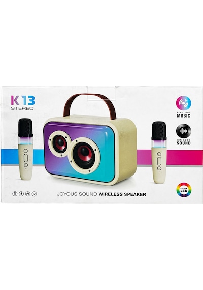 K13 Karaoke Box Kablosuz Hoparlör - Speaker Krem Nt-108818