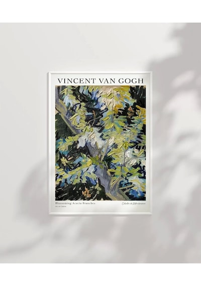 Çerçevesiz Poster Van Gogh Çiçek Açan Akasya Dalları