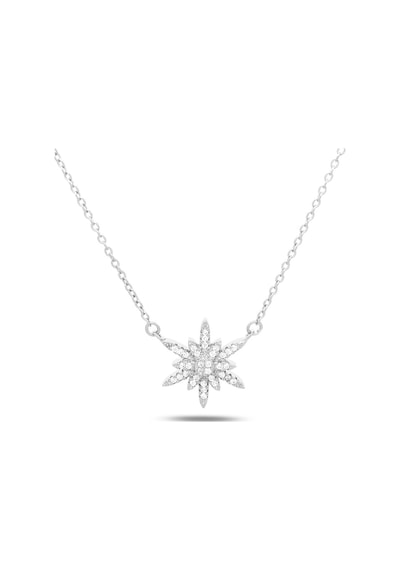 Brezza Lusso Jewelry  Swarovski Taşlı Kuzey Yıldızı Kar Tanesi Kadın Gümüş Kolye 45 CM 45 CM