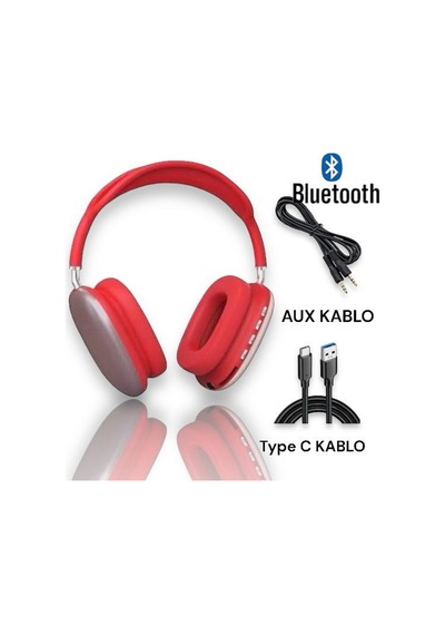 P9 Air Pro Max Kablosuz 5.0 Mikrofonlu Sd Kart Girişli Aux Kablolu Bluetooth Kulaklık Pembe - 555297925