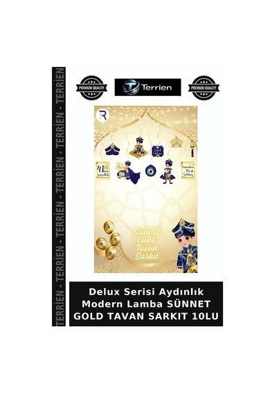 Delux Serisi Aydınlık Modern Lamba Sünnet Gold Tavan Sarkıt 10lu Altın