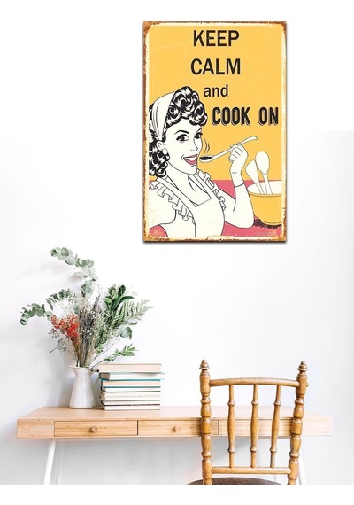 Kuşe Kağıt Duvar Posteri Keep Calm And Cook On Retro Vintage Drtr0029