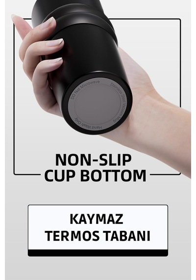 Lüks Çelik Termos Bardak - Çift Yalıtımlı Pipetli Mug - Mat Siyah-sıcak-soğuk Çok Renkli