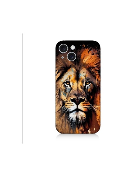 Apple Uyumlu iPhone 15 Plus Sarı Kırmızı Kral Aslan Desenli Silikon Kılıf