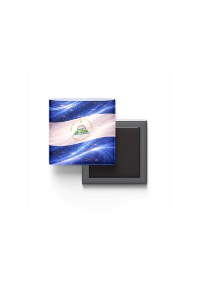 9x9 Cm Buzdolap Magnetleri - Nikaragua Bayrağı Ve Posta Pulu Tema - 2'li Set Magneti