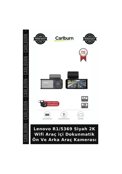 Lenovo R1/5369 Siyah 2k Wifi Araç İçi Dokunmatik Ön Ve Arka Araç Kamerası Kullanım Akıllı Geniş