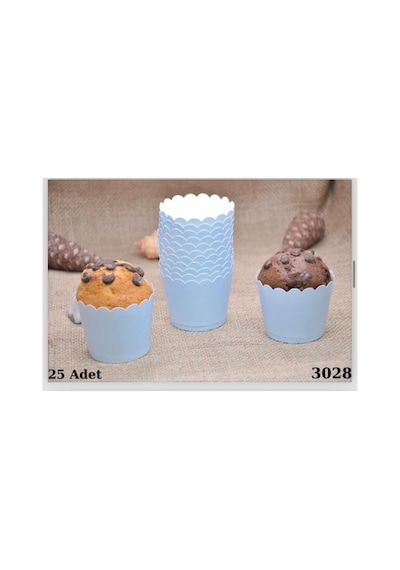 Makaron Mavi Muffin Cupcake Kek Kalıbı 25 Adet Diğer