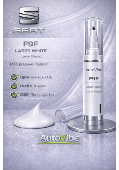 Seat Rötuş Boyası Ve Rötuş Çeliği Seti Kalemi Lf9f/f9f Laser White 2si1arada Çizik Giderici Skoda Vw Audi - Vag Grubu-