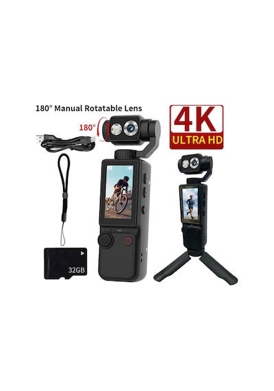4k Hd Wifi Vlog Kamera Seyahat Bisiklet Sürücü Kaydedici Motosiklet İçin Mini Aksiyon Spor Kamerası Siyah