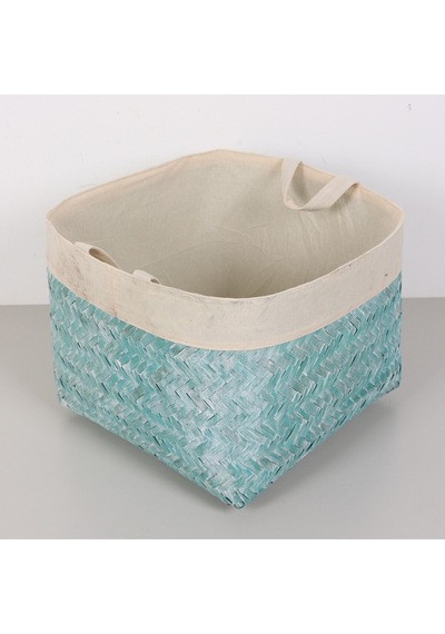 Humi 36x36x28 Cm Doğal Bambu L Sepet Mavi