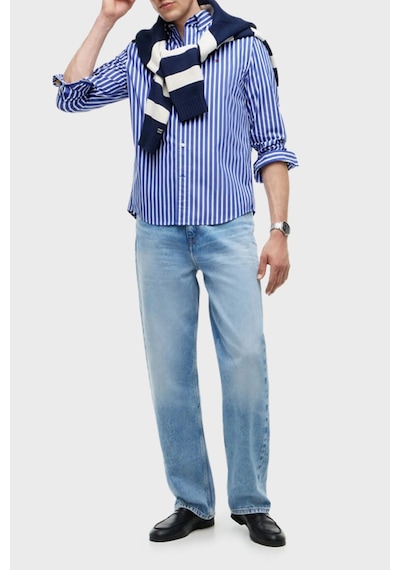 Tommy Hilfiger Çizgili Pamuklu Regular Fit Uzun Kollu Gömlek Erkek Gömlek Mw0mw43315 0a5 Mavi-beyaz Tommy Hilfiger Çizgili Pamuklu Regular Fit Uzun Kollu Gömlek Erkek Gömlek Mw0mw43315 0a5 Mavi-beyaz
