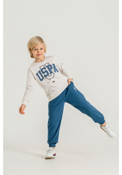 U.S. Polo Assn. Erkek Çocuk Baskılı Beyaz Uzun Kol Eşofman Takımı Us2618-c-v3 Us2618-c-v3