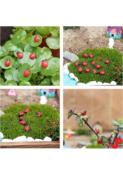Uğur Böceği Ahşap Sticker, 1,5cm X 1,2cm X 15 Adet - Kırmızı